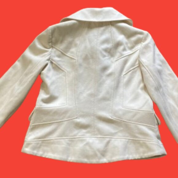 Guess Trench Coat NWOT Wool Off-White Lined Double Breasted w Collar, size XL - Picture 13 of 13